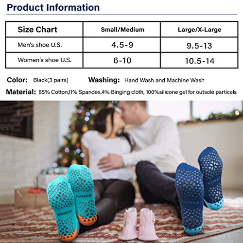 Hylaea Unisex Non Slip Socks with Grip for Yoga, Hospital, Pilates, Barre | Ankle, Cushioned | Breathable Cotton, Thick Cushioned Sole, Anti-Slip, Ankle Protection, Men Women, Ideal for Yoga, Barre, Hospital & Home Use - color: 3 Pairs Dark Blue Green, si