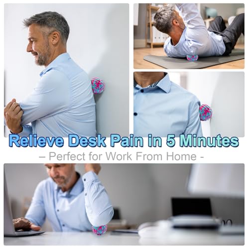 Deep Tissue Massage Ball for Exercise & Recovery - SGS Certification - Targets Back, Shoulder, Legs&Feet - Relieves Muscle Knots, Joint Pain&Tightness, Pressure Point Therapy- Myofascial Release Ball - color: Blue&pink, size: 2-Pack | 2.8-inch