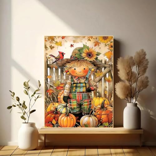 igoodom Fall Diamond Art Kits for Adults, DIY Blessing Scarecrow Wall Decor | Diamond Painting Kit - Sparkling Full Drill Design Perfect for Home Decor, Holiday Gifting, And Relaxing Crafting 12x16inch - color: MZ2984, size: 11.8x15.7in(30x40cm)
