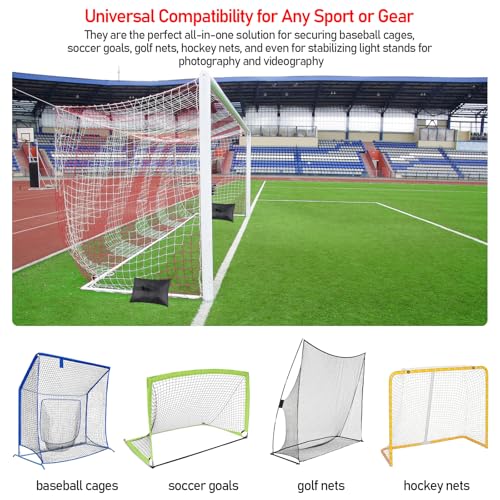 Sports Sandbags, 2-Pack Weighted Anchors for Baseball & Soccer | 2-pack heavy-duty sports sandbags, universal anchors baseball, soccer, golf, football & hockey nets, black, durable & secure