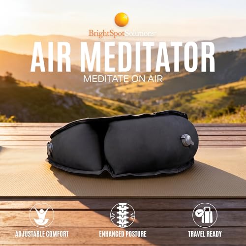 Air Meditator Inflatable Meditation Cushion and Travel Pillow – Meditate on Air in Total Comfort with Adjustable Three-Chamber Design for Enhanced Posture and Portability - color: Black