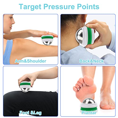 AHIER Cold Massage Roller Ball, Stainless Steel Cold Therapy Relief Tool - color: Green White