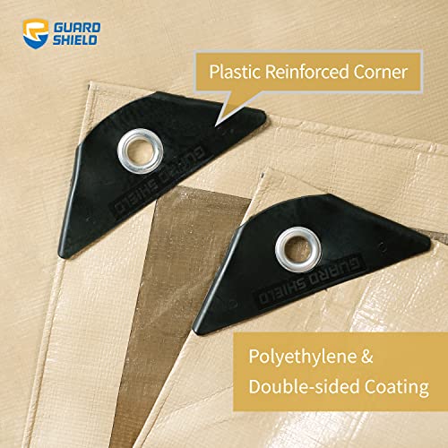GUARD SHIELD Beige Tarp Heavy Duty Waterproof 30x40 Feet Outdoor Poly Tarps Cover Thick UV Resistant Canopy Tarpaulin with Grommets 10mil - color: Beige/Khaki, size: 30x40