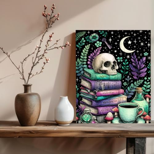 xcemhil Skeleton Paint by Numbers Kit for Adults Beginner, Skeleton Book Paint by Numbers for Adult, Acrylic Paint by Number Kits Suitable for Home Wall Art Decor Gifts 16x20 Inch - color: 13-Skull, size: 16*20