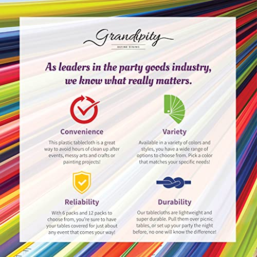 Grandipity Plastic Table Cloth Disposable 12 Pack 54β x 108β Rectangle | Black Plastic table covers, durable disposable tablecloths, fade and tear-resistent table cover for party, event - color: Black, size: 54in. x 108in. Rectangle