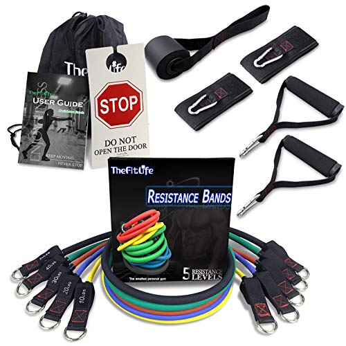 TheFitLife Resistance Bands Set with Handles, Door Anchor and Ankle Straps | Workout Bands for Muscle Strength Training, Home Gym Fitness, Full Body Exercise for Men, Women, Pilate, and Physical Therapy
