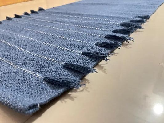 Payal Rugs Cotton Yoga Mat - Eco-Friendly Hand-Woven Rug - Non Slip & Thick (24”x72”x5mm) for Yoga Everyday Fitness at Home - Comfortable Extra-Long - color: Sky Blue