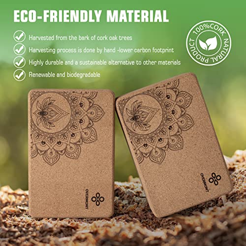 Overmont Yoga block set + cork Yoga block with strap combo