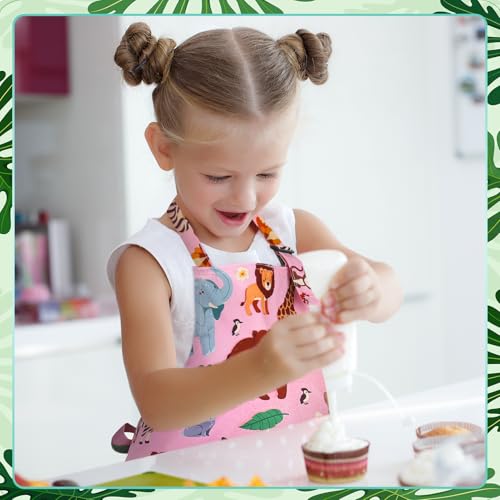 2 Pack Kids Apron, Cute Cooking Aprons, Waterproof Art Apron with Pockets, Toddler Painting Artist Apron Adjustable - color: Forest Animals, size: 45*62cm