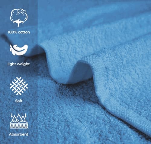 Avalon Towels Salon Towel - Sky Blue Hand Towels Bulk Pack of 24 - 100% Cotton Absorbent Spa, Facial & Gym Towel for Working Out - 16x27 Inches (Not Bleach Proof) - color: Skyblue, size: 16x27 Inch (Pack of 24)
