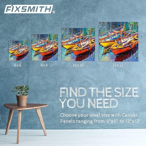 FIXSMITH Canvas Boards for Painting 10x10 Inch, Super Value 12 Pack White Blank Canvas Panels, 100% Cotton Primed, Painting Art Supplies for Professionals, Hobby Painters, Students & Kids - size: 10"×10"