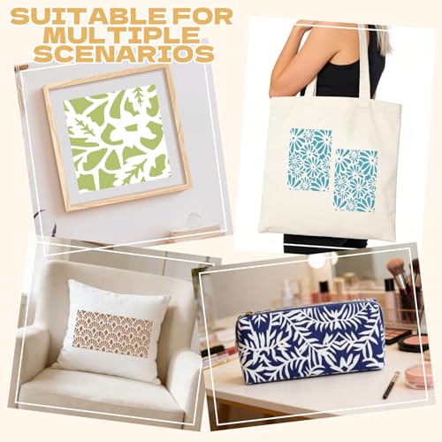 18 Pcs Mixed Stencils for Crafts Reusable Layering Templates Featuring Leaf Branches Floral & Foliage Texture Patterns Stencils for Painting on Wall Wood Paper Furniture and Canvas - style: Style 1