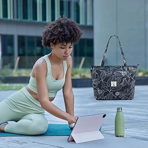 WLLWOO Yoga Mat Carrier Bag for Women Canvas Carryall Tote Gym Pilates | Large Holder Zipper Shoulder for Beach Travel Workout Fitness Office - color: Leaf