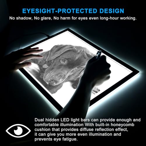 LitEnergy A3 Copy Light Board Tracing Box, Ultra-Thin Adjustable Drawing Tablet USB Power Artcraft LED Tracer Pad for Diamond Art Painting Accessories, Streaming, Sketching, Animation, Stenciling - color: BLACK, size: 02 - A3
