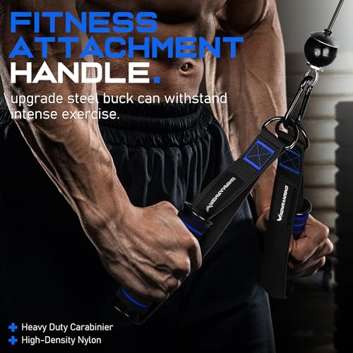 RENRANRING Gym Exercise Handles, Replacement Handle Attachments for Cable Machine Pulleys, Resistance Band and Strength Trainer, Pull Down Workout Accessories, Home Gym Add On Equipment - color: Black, Blue