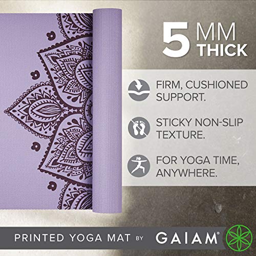 Gaiam Yoga Mat - Premium 5mm Print Thick Non Slip Exercise & Fitness Mat for All Types of Yoga, Pilates & Floor Workouts (68" x 24" x 5mm) | Printed Design | Sticky Non-Slip Surface | 5mm Cushioning | Yoga, Pilates & Floor Workouts | 68"x24" - color: New