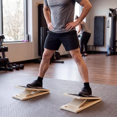 Thenshop 2 Pcs Calf Stretcher Board Adjustable Wooden Non Slip Incline