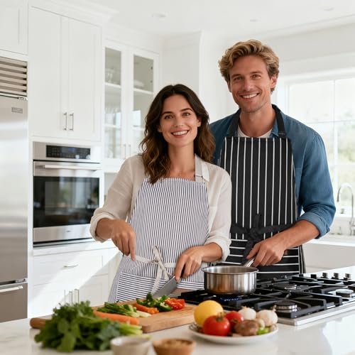 Serrenf 2 Pack Apron, Cooking Kitchen Aprons, Adjustable Bib Apron with 2 Pockets for Men Women Chef Apron - color: Black