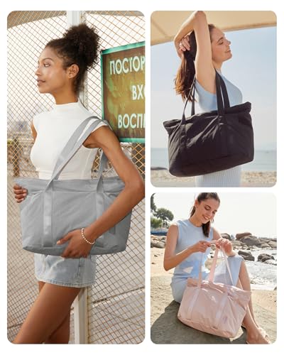 BAGSMART Gym Tote Bag for Women, 24L/28L Travel Tote Yoga Mat Bag - color: Grey, size: Small