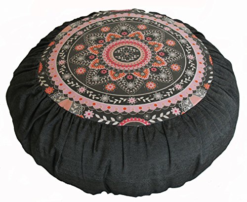 Meditation Cushion Zafu Pillow - Limited Edition - Silence of the Spirit Peach/Gray - color: Silence of the Spirit Peach/Gray