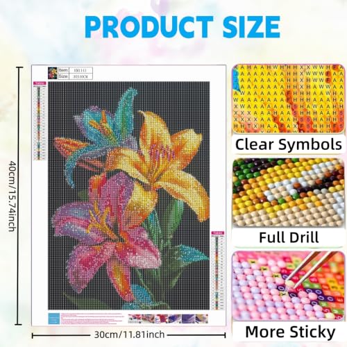 DOTSTART Flower Diamond Art Kits for Adults, Full Drill Round Gem Painting | 5D DIY Diamond Painting Kit for Craft Lovers, Art Gift for Home Wall Decor and Relaxing Hobby, 11.81x15.75 Inch - color: KM1141-1