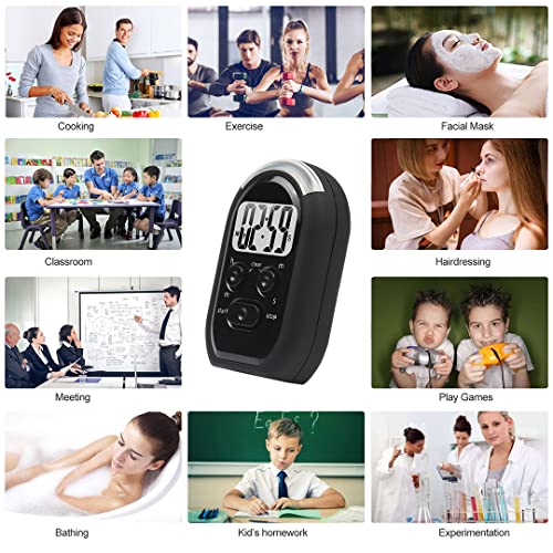 3 in 1 Kitchen Timer with Vibration, Flasher and Beeper for Cooking, Baking, Sports, Games, Yoga, Study, Meditation, Office