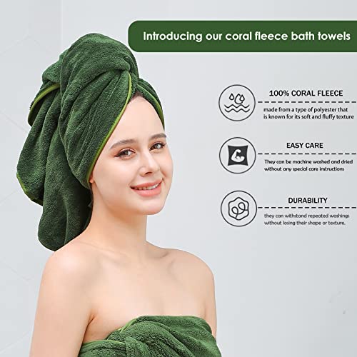 GraceAier Microfiber Bath Towels 4 Pack, 28x56 Inch Coral Velvet Quick Dry Towel Set, Highly Absorbent, Ultra Soft & Lint-Free for Bathroom, Gym, Travel and Swim-Green - color: Microfiber-green