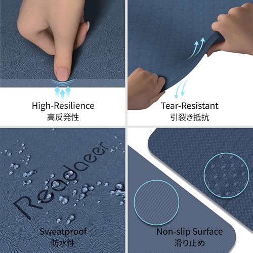 Readaeer Foldable Yoga Mat for Travel Folding Yoga Mat 6mm Thick with Carrying Bag, Non-Slip TPE Exercise Pilates Mat for 72" L x 24" W x 0.24 Inch - color: Blue
