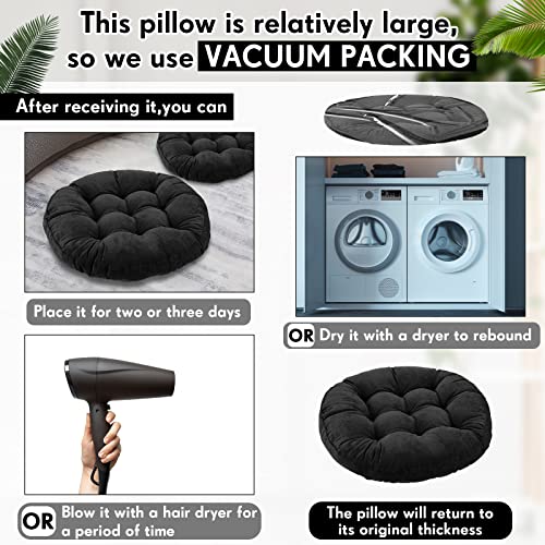 Jerify Black 4 Pcs Large Floor Pillow Cushion,Round 22 x 22 | Round Square Flexible Seating Floor Meditation Pillow for Classroom Adult Picnic Party Learning Daycare School Reading Corner - color: Black, size: Round 22 x 22