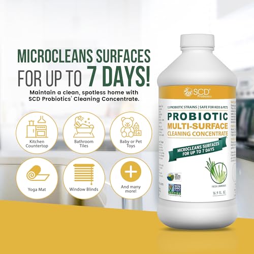 Probiotic Multi-Surface Cleaning Concentrate, Lemongrass – USDA Certified Biobased, Microcleans Surfaces for Up to 7 Days, Refill Bottle Makes 2 Gal Probiotic Spray Cleaner – 17 Fl Oz. - size: 16.9 Fl Oz (Pack of 1)