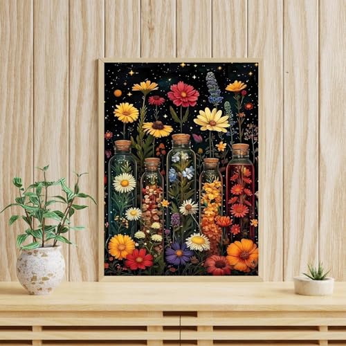 GOUOYANA Diamond Art Kits for Adults Vintage Flowers Diamond Painting Kits | Round Drill Flowers Diamond Painting Kits for Adults DIY Rhinestone 5D Diamond dots(Gemstone Craft)Home Wall Art Gift 12x16IN - color: DP01170