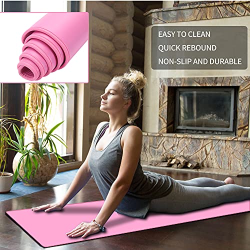 Yoga Mat Set for Beginners,Yoga Mat with Carrying Strap,Yoga Blocks 2 Pack with Yoga Strap,Yoga Ball,Ankle Puller,11-Piece Yoga Kits and Sets for Beginners,Yoga Starter Kit for Women Men - color: Pink