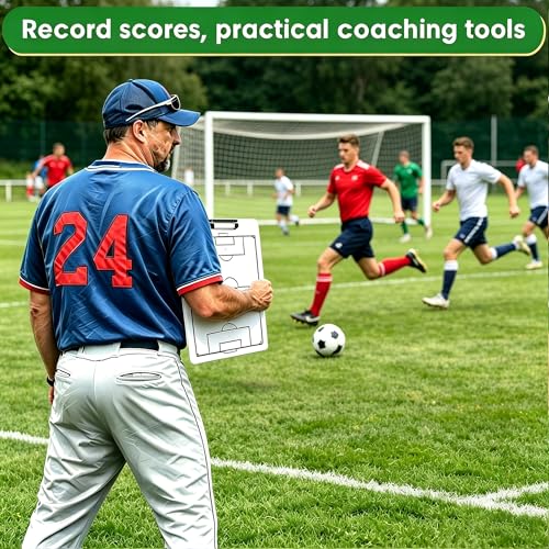 Soccer Coaching Board Dry Erase Soccer Tactics Clipboard Double Sided Coaching Board with Full and Half Field Layout, Soccer Strategy Board with Marker for Coaches - color: Soccer Coach Whiteboard