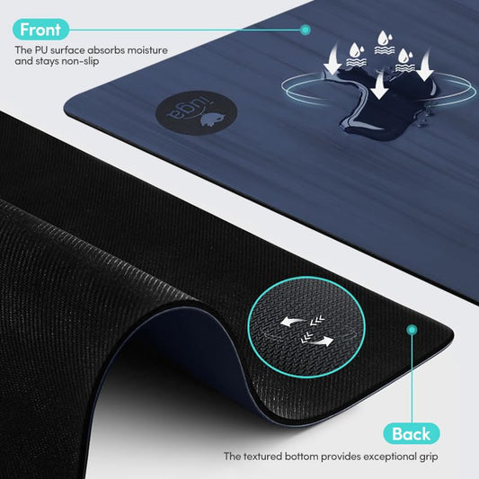 Pro Non Slip Yoga Mat Thick for Hot Yoga, Pilates, Workout & Home Gym - color: Dark Blue-N