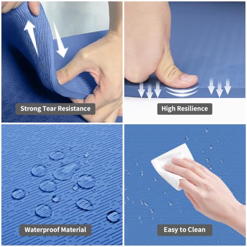 Hatha Yoga Extra Long TPE Yoga Mat 79" x 40" x 1/2" Thick Non-slip Exercise Mat for Home Gym Use, Yoga, Pilates, Fitness & Workouts - color: Blue