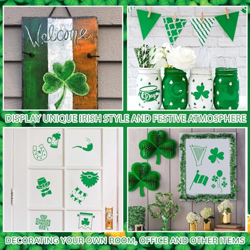 AUGSHY 56 Pack St Patricks Day Stencils, 3 Inch Clover Craft Templates | Clover Theme Templates, Window Party Home Decor, Painting on Wood Slice Crafts, Holiday Scratch Art Ornaments - style: St Patrick's