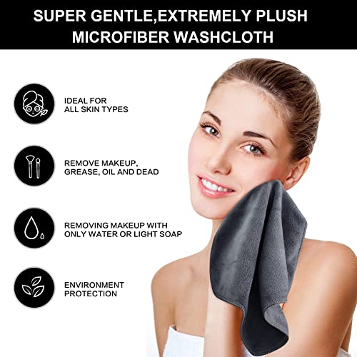 SINLAND Microfiber Facial Cloths Fast Drying Washcloth 12inch x 12inch Grey 6 pack … - color: Grey, size: 1 Count (Pack of 6)