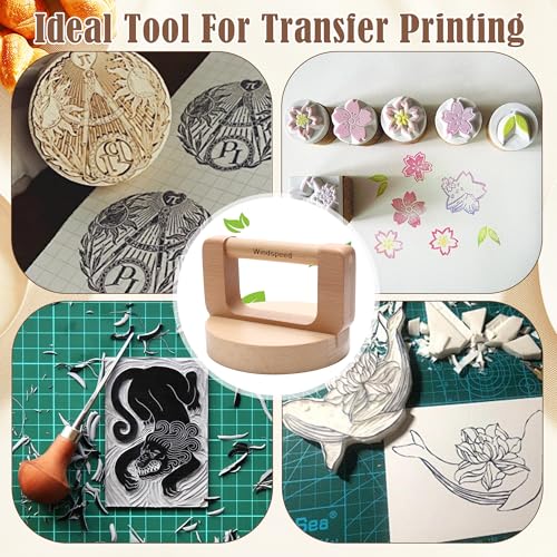 1+1 Pcs Block Printing Baren, Windspeed Wood Baren Printmaking Tool Supplies for Printing, Crafting, Scrapbooking, Linocut