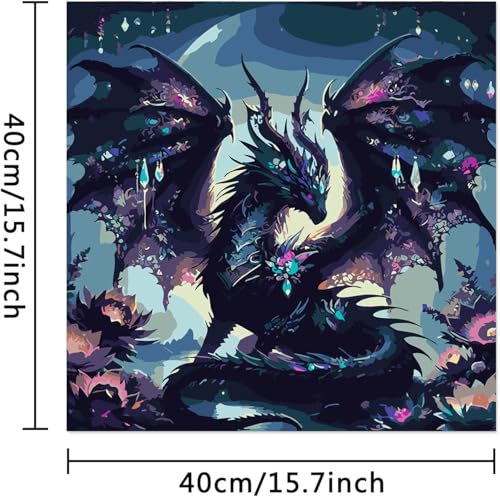 Ekuxom Dragon Paint by Numbers Kit for Adults Beginner 16x16 Inch | Adults' Paint-by-Number Kits Easy Paint by Number Oil Painting Kit Acrylic On Canvas For Gifts Wall Decor - color: Dragon-1