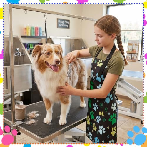 2 Pack Kids Apron, Cute Cooking Aprons, Waterproof Art Apron with Pockets, Toddler Painting Artist Apron Adjustable - color: Dog Paw Prints, size: 45*62cm