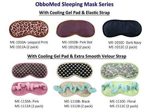 ObboMed ME-1110B Soothing Silk Eye Sleep Mask with Cooling Gel Pack and Extra Smooth Velour Strap, Cold Therapy Relief Wrap, for Insomnia, Dry, Puffy Eyes, Headache, Wrinkles, Dark Circles – Black - color: Me-1110b: Black