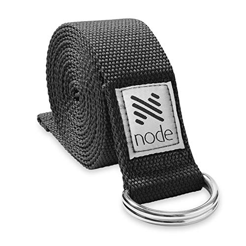 7-1/2' Yoga Strap for Stretching, Woven Cotton Blend Yoga Strap with Adjustable D-Ring Buckle for Exercise, Therapy and Fitness - color: Black