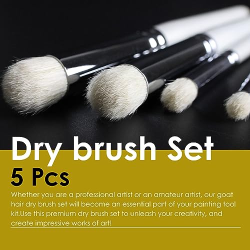 GACDR Dry Brush Miniature Painting, 5 Sizes Drybrush Set for Miniature 40k Citadel Model Paint,Hobby Detail Paint Brushes | drybrush set with soft goat hair blend for miniature painting, tabletop terrain, acrylic hobby painting and dry brushing