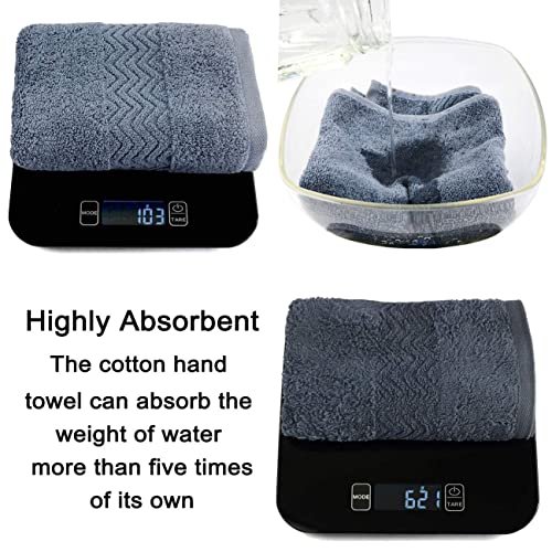 Cleanbear 100% Cotton Hand Towels 2-Pack, Highly Absorbent, 13” x 28” | Soft and Quick-Drying Hand Towels for Bathroom, Kitchen, Gym (Blue-Grey) - color: Blue-grey