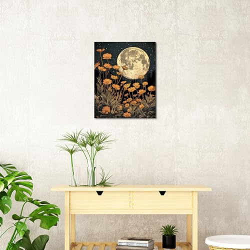 TUMOVO Paint by Number for Adults Flower Moon Adult Paint by Number Kits Moon Night Paint-by-Number DIY Painting by Numbers for Adults Color by Number Arts Craft with Framed, 16 x20 Inch - color: Moon-Framed