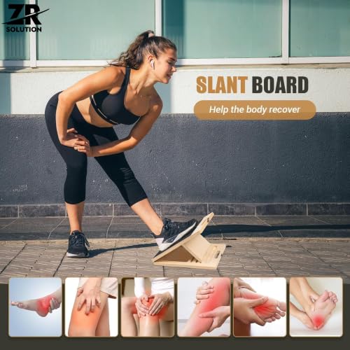 Slant Board for Calf Stretching Portable Wooden Slant Board 5 Angles Adjustable Incline Board Non-Slip Incline Wedge Stretcher Squats Physical Therapy Foot Leg Knees Toes Heel Ankle Mobility Training