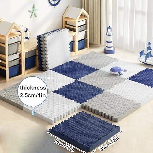 Foam Interlocking Floor Tiles Play Mat, 9pcs 12x12x1in Extra Thick EVA Foam Floor Mat Puzzle Exercise Mat, Protective Flooring for Workout Equipment (White+Pink+Sky Blue) - color: White+pink+sky Blue
