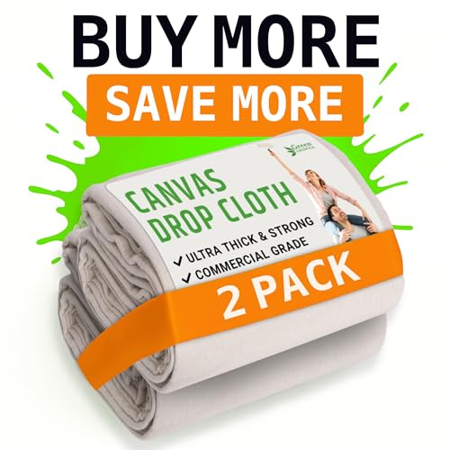 GREEN LIFESTYLE All Purpose Canvas Drop Cloths - Drop Cloth for Painting, Floor Cover, Heavy Duty Protection for Furniture & Surfaces, Reusable Painters Canvas Tarp for Renovation (2 Pack 4x10) - size: 2 Pack - 4x10