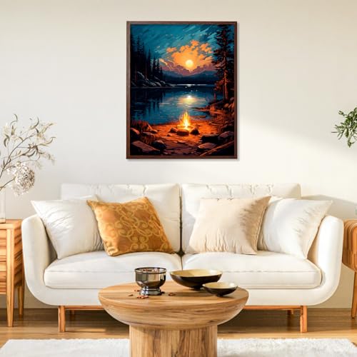 Paint by Numbers Kit for Adults, Sunset Lake DIY Painting Kit, 16x20 Inch | Campfire Paint by Numbers for Adults Beginners, Without Frame, Relaxing Hobby, Scenic Wall Art, Home Decor, Creative Gift - color: CYOP1P02