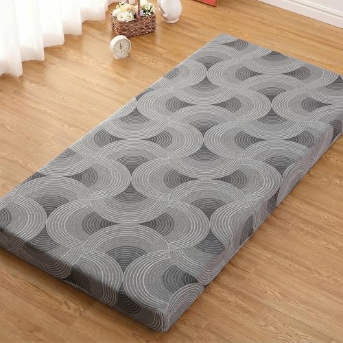 Japanese Floor Mattress,3.5" Thicken Futon Mattress Tatami Mat Twin | with Non-Slip Bottom,Removable Washable Cover,Foldable Mattress Tatami Mat Sleeping Pad,Grey Geometric,(80‘’x36‘’) - color: Ma1-grey Geometric, size: Twin (80" X 36")